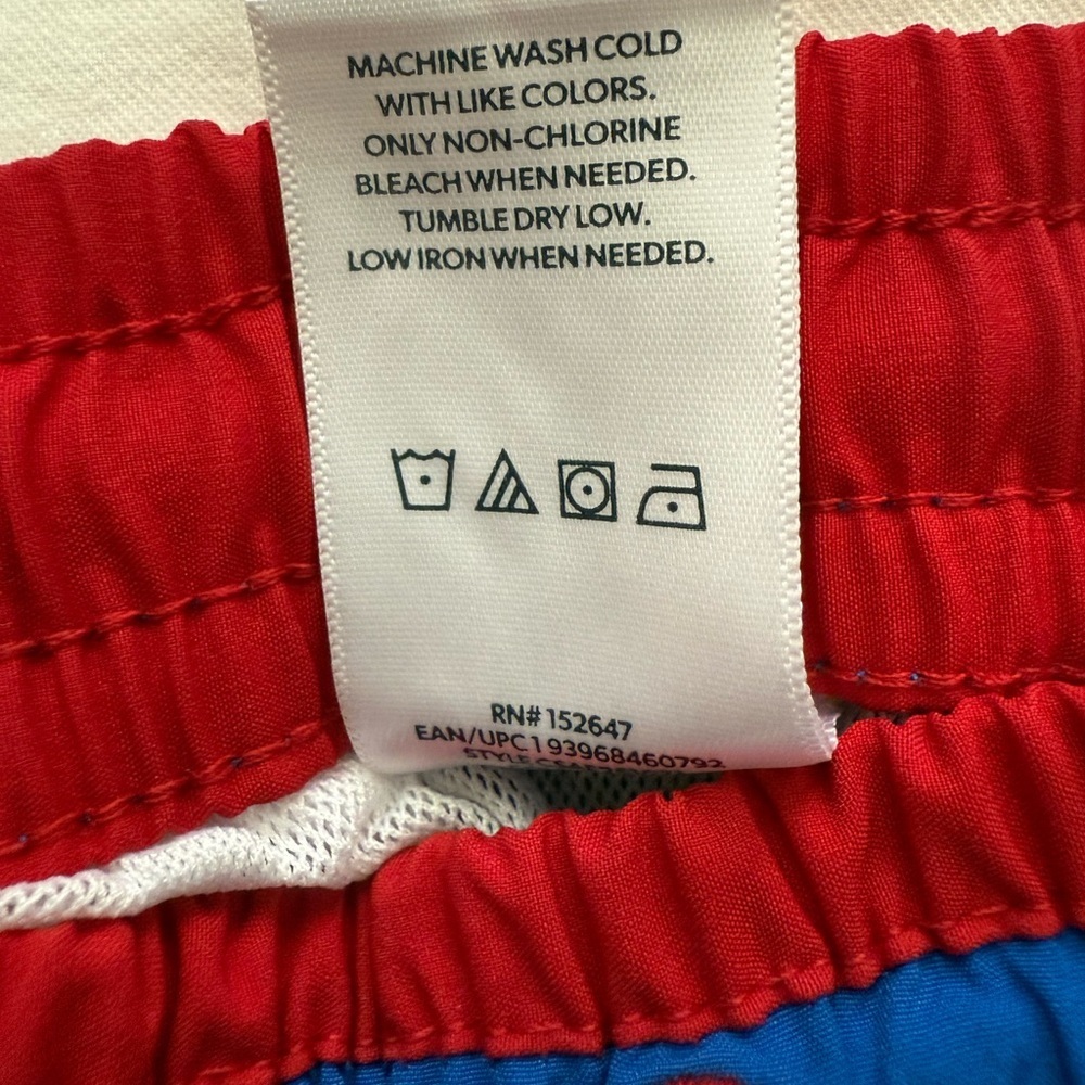 Vibrant Blue Kids Swim Trunks with Red Accent - Picture 7 of 9